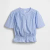 Crop-top met peplum en knoopsluiting aan de voorkant
