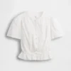 Crop-top met peplum en knoopsluiting aan de voorkant