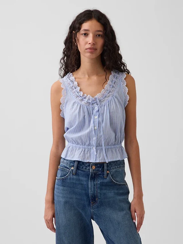 Crop-top met peplum en strik aan de voorkant