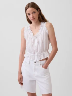 Crop-top met peplum en strik aan de voorkant