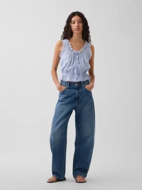 Crop-top met peplum en strik aan de voorkant