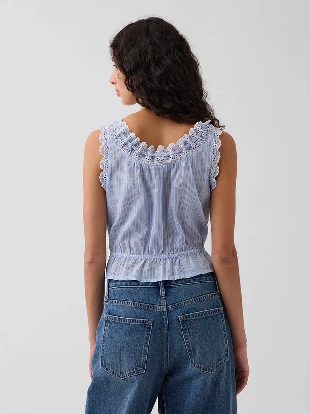 Crop-top met peplum en strik aan de voorkant