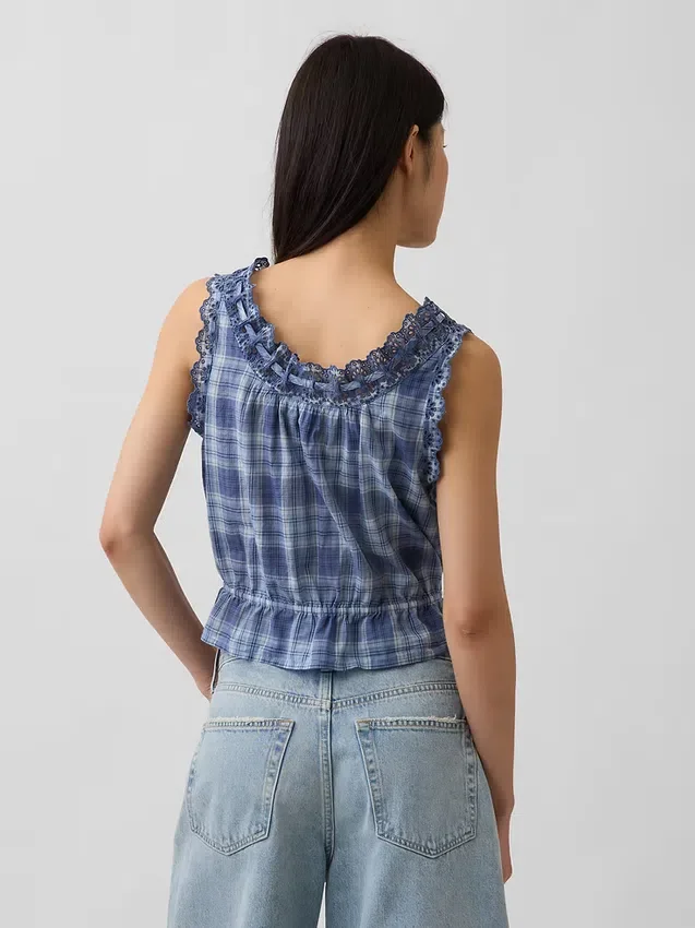 Crop-top met peplum en strik aan de voorkant