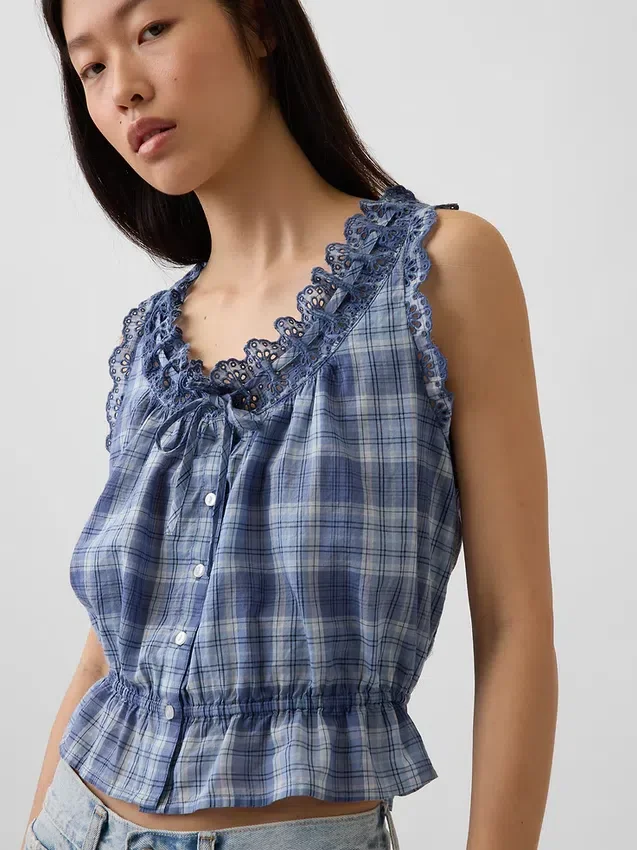 Crop-top met peplum en strik aan de voorkant