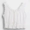 Crop-top met peplum en strik aan de voorkant