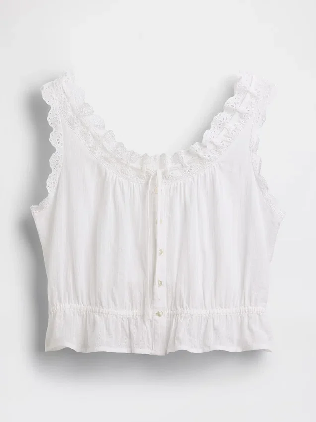 Crop-top met peplum en strik aan de voorkant