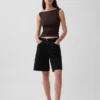 Crop-top van dichtgebreide jersey met ruches