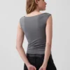 Crop-top van dichtgebreide jersey met ruches