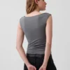 Crop-top van dichtgebreide jersey met ruches