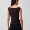 Crop-top van dichtgebreide jersey met ruches