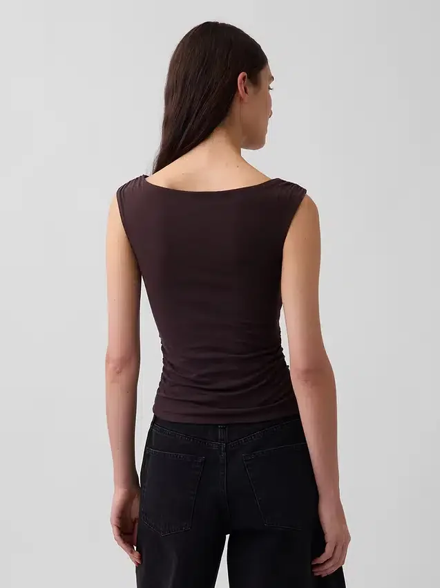 Crop-top van dichtgebreide jersey met ruches