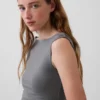 Crop-top van dichtgebreide jersey met ruches