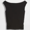 Crop-top van dichtgebreide jersey met ruches