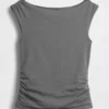 Crop-top van dichtgebreide jersey met ruches
