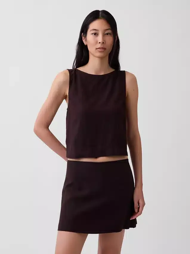 Crop-top van linnenmix
