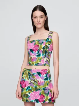 Crop-top van linnenmix
