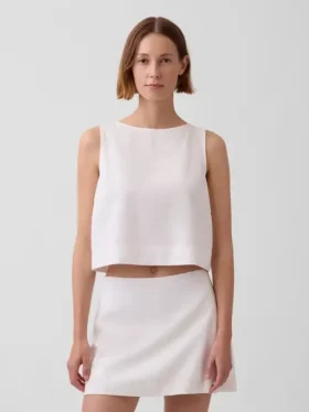Crop-top van linnenmix