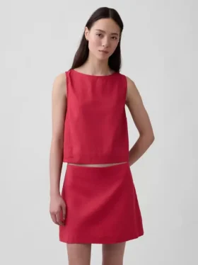 Crop-top van linnenmix