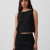 Crop-top van linnenmix