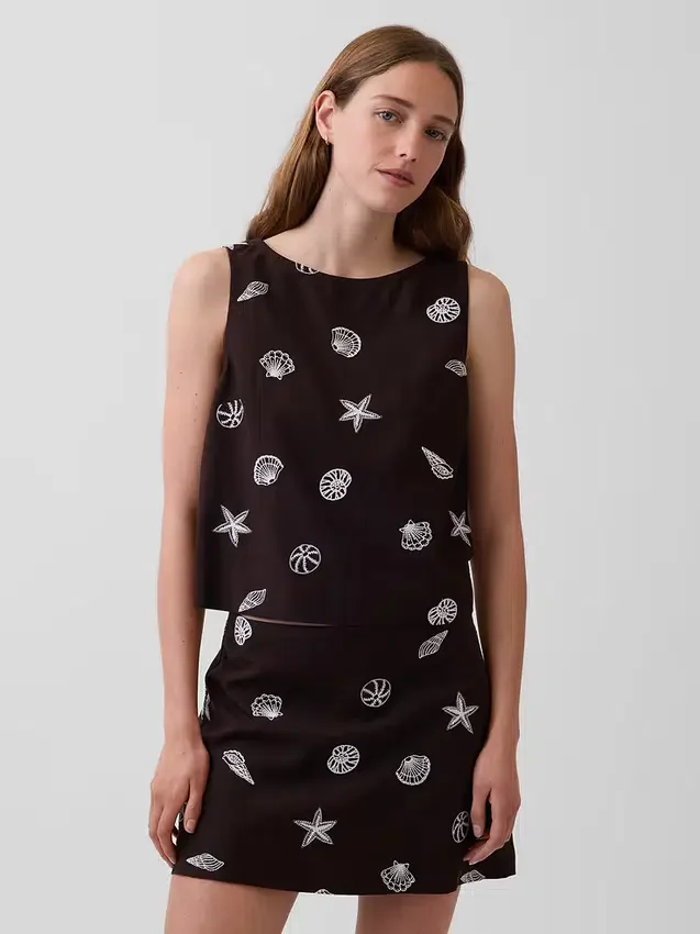 Crop-top van linnenmix