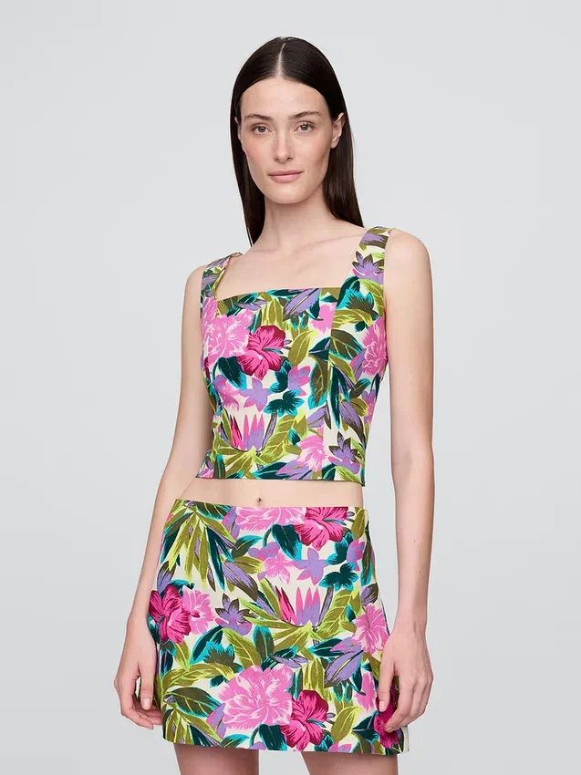 Crop-top van linnenmix