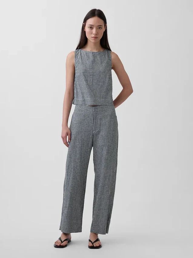 Crop-top van linnenmix
