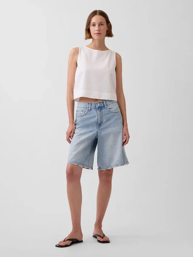 Crop-top van linnenmix