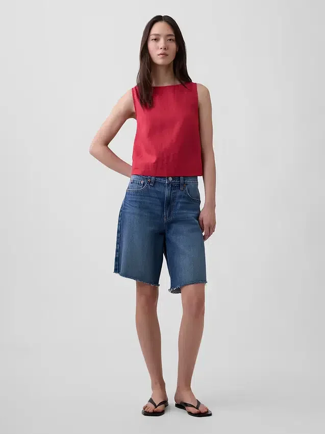 Crop-top van linnenmix