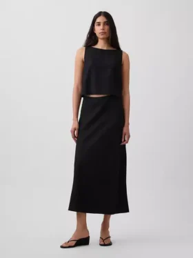 Crop-top van linnenmix