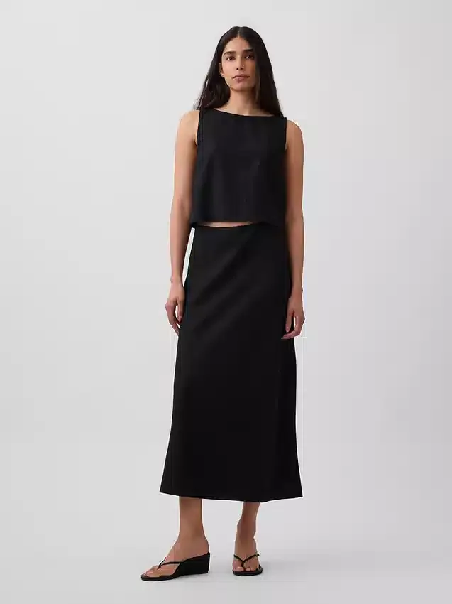 Crop-top van linnenmix