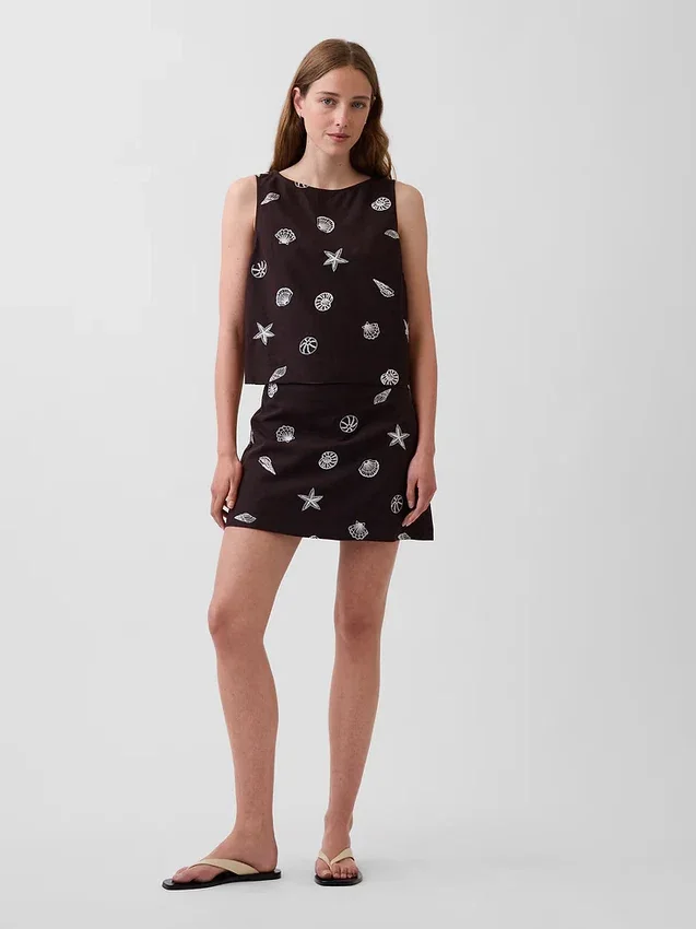Crop-top van linnenmix