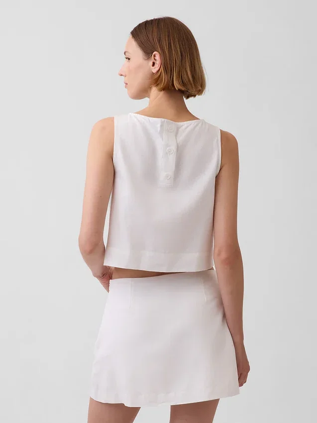 Crop-top van linnenmix