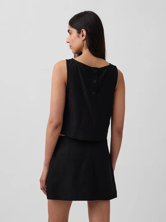 Crop-top van linnenmix