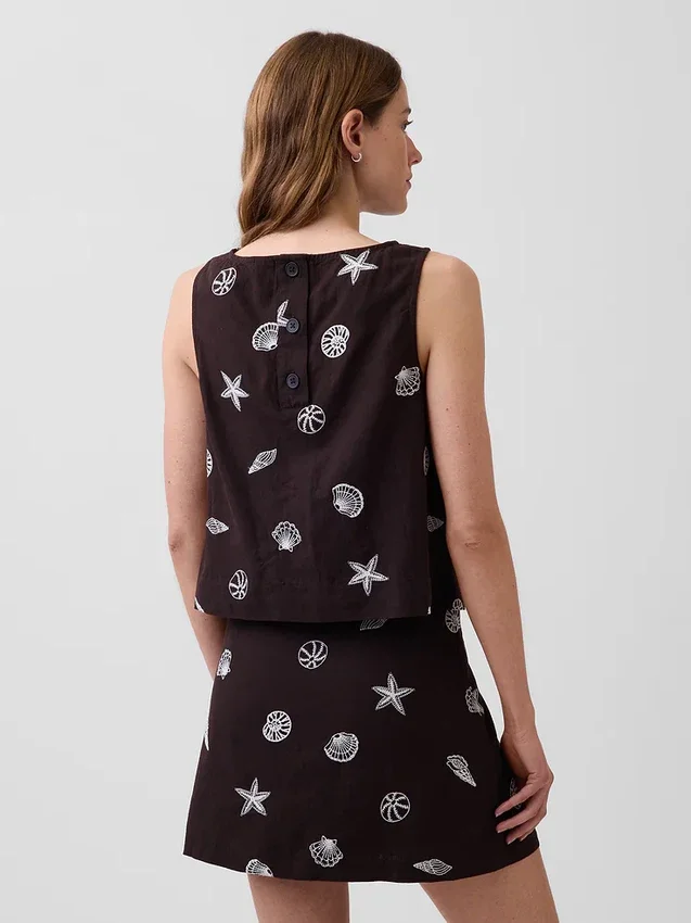 Crop-top van linnenmix