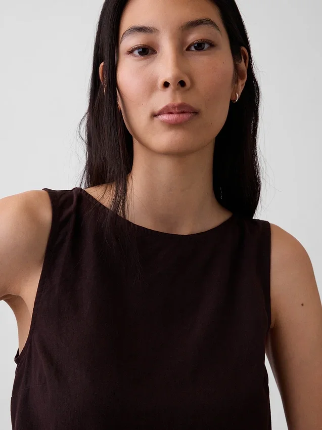Crop-top van linnenmix