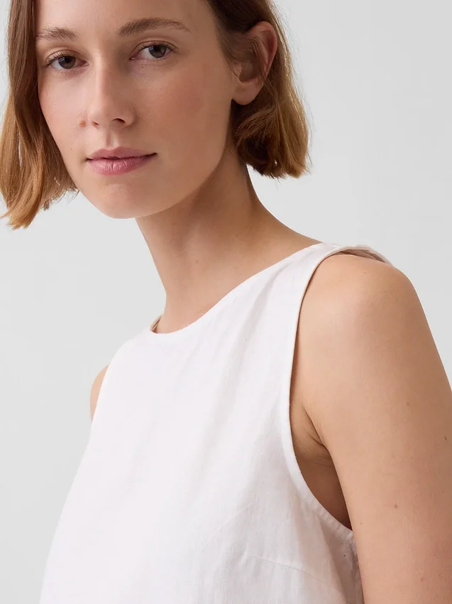 Crop-top van linnenmix