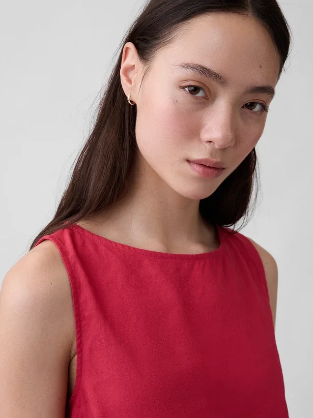 Crop-top van linnenmix