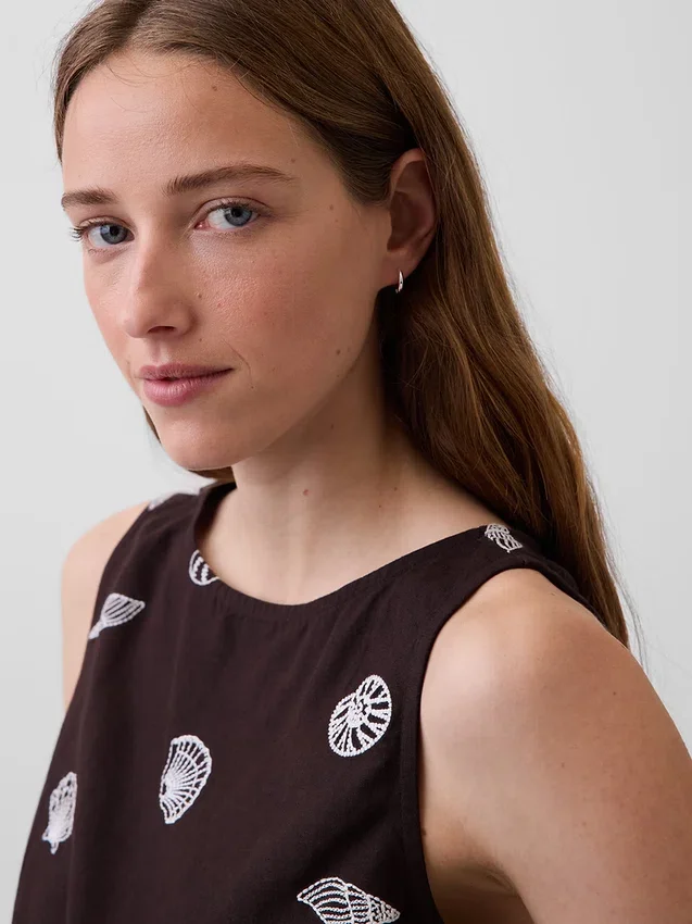 Crop-top van linnenmix