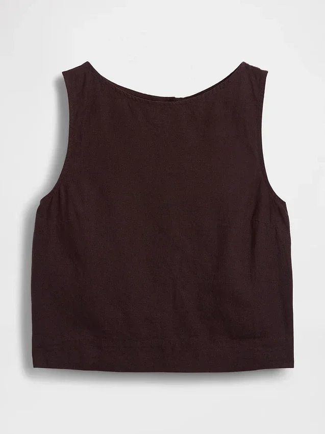 Crop-top van linnenmix