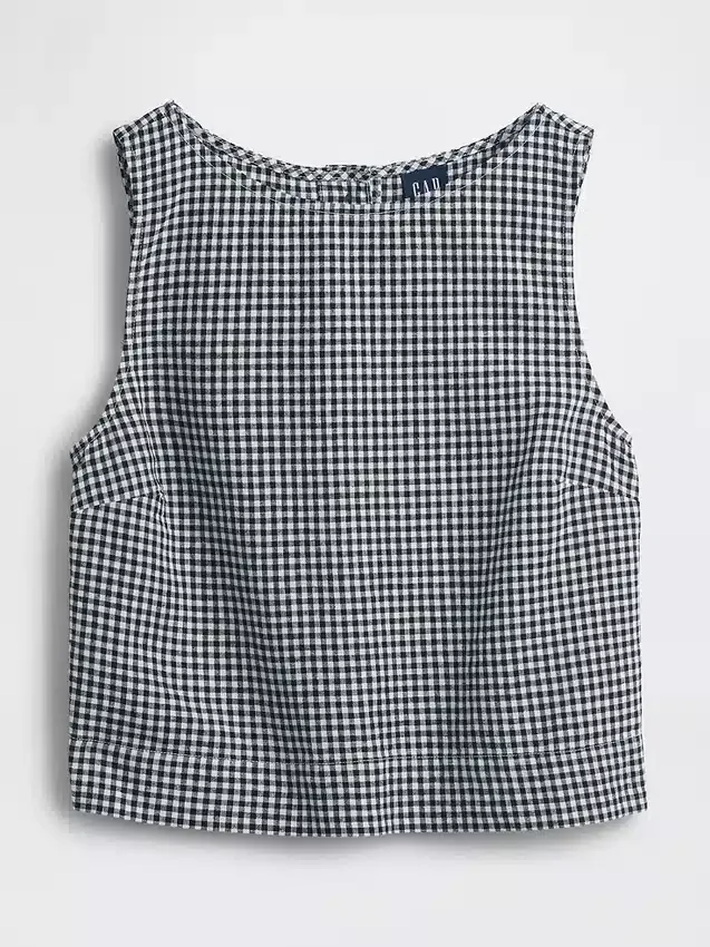 Crop-top van linnenmix