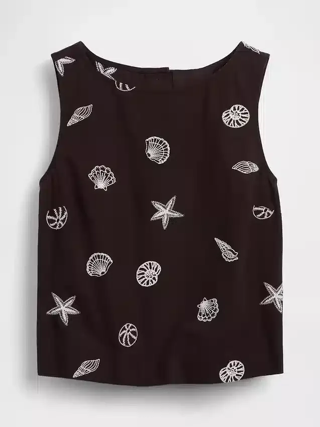 Crop-top van linnenmix