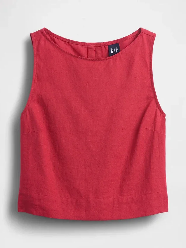 Crop-top van linnenmix