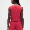 Crop-top van linnenmix met haak-en-oogsluiting aan de voorkant