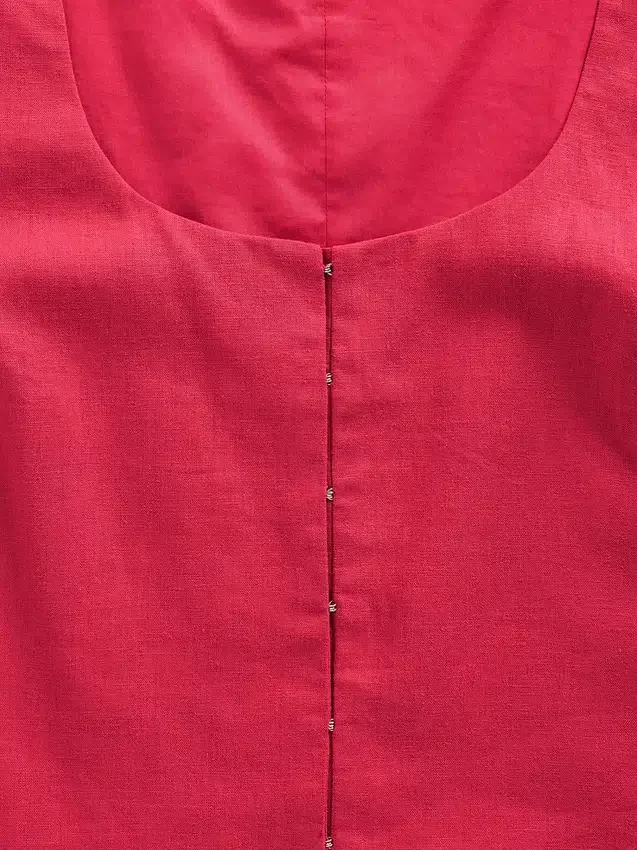 Crop-top van linnenmix met haak-en-oogsluiting aan de voorkant