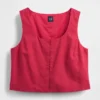 Crop-top van linnenmix met haak-en-oogsluiting aan de voorkant