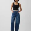 Cropjeans met hoge taille en wijd uitlopende pijpen