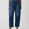 Cropjeans met hoge taille en wijd uitlopende pijpen