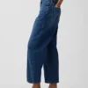 Cropjeans met hoge taille en wijd uitlopende pijpen