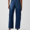 Cropjeans met hoge taille en wijd uitlopende pijpen