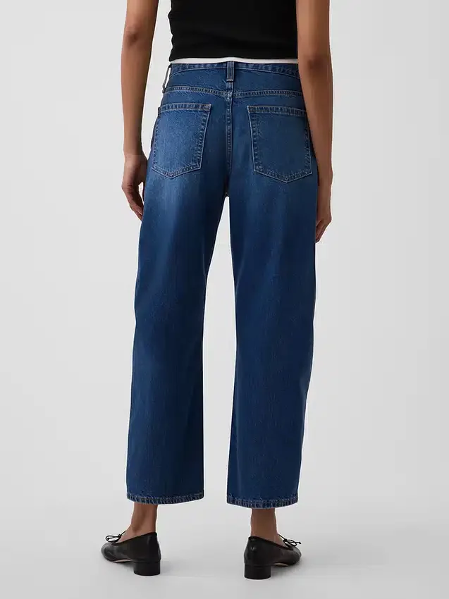 Cropjeans met hoge taille en wijd uitlopende pijpen